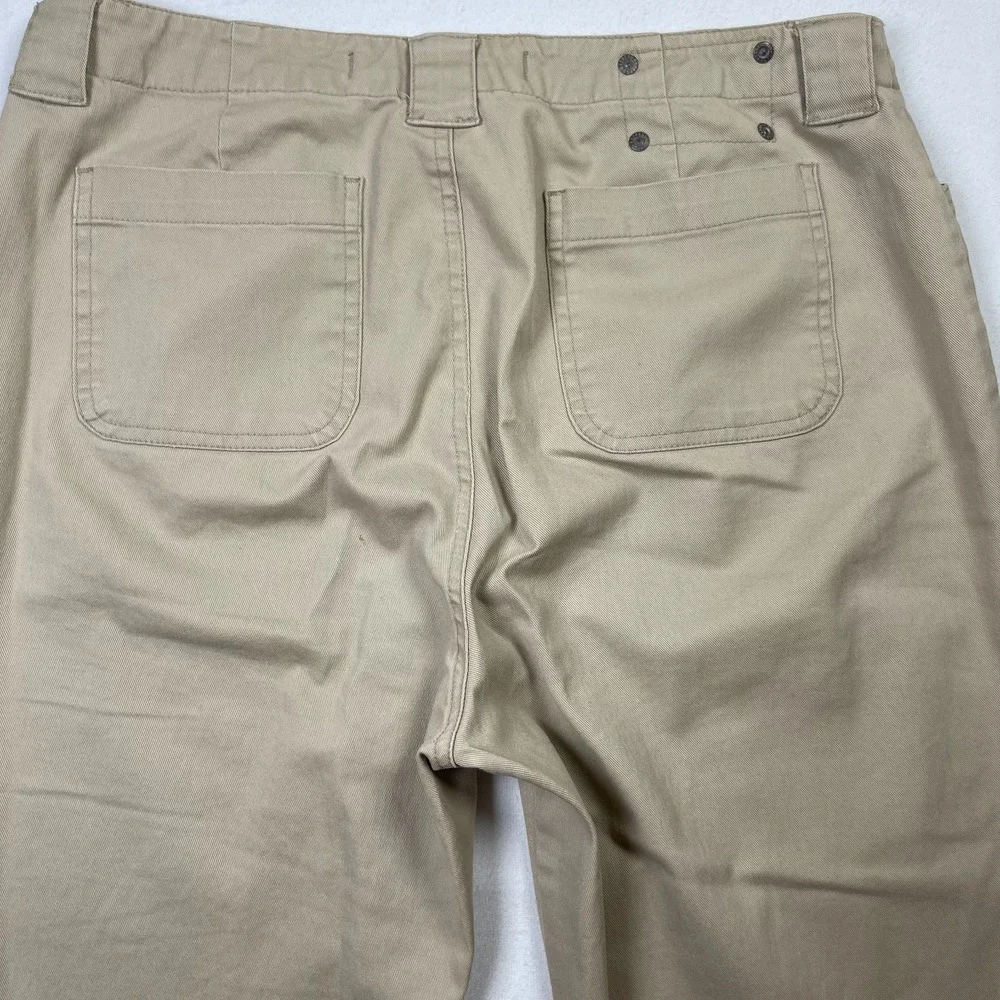 Express Pants Women 11/12 Beige Cotton Stretch Pockets High-Rise Wide Leg Preppy